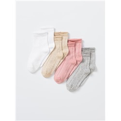Носки детские Artie 4 пары 4-3d929 Белый Розовый Молочный меланж Светло-серый меланж