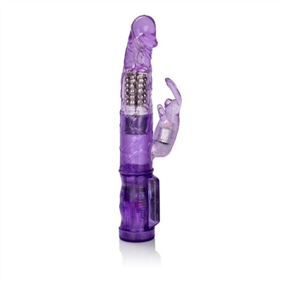 Фиолетовый вибромассажер Petite Jack Rabbit - 24 см.