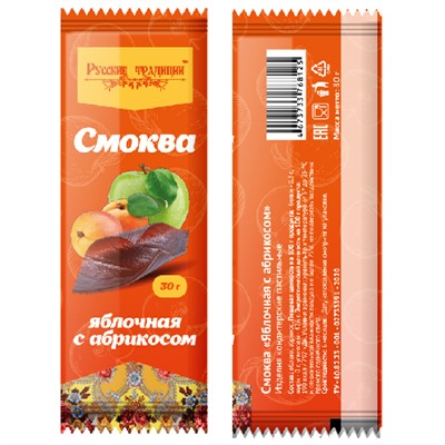 Смоква "Русские традиции" Абрикос, 30г  (60шт/кор)