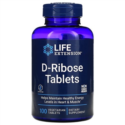 Life Extension, таблетки D-рибозы, 100 вегетарианских таблеток