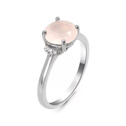 Кольцо из серебра розовый кварц, МЦВА195