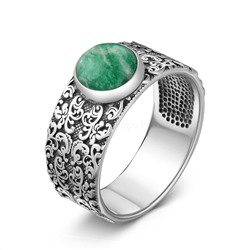 Кольцо из чернёного серебра с нат.зелёным амазонитом