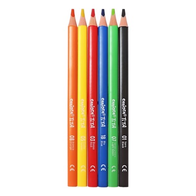 Карандаши 6 цветов, Carioca "Maxi Tita", пластик, трёхгранные, грифель 5.0 мм, утолщенные, ударопрочные