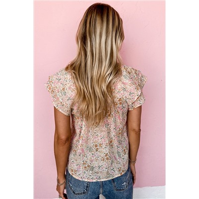 Multicolor Floral Mandarin Collar Top