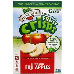 Brothers-All-Natural, Сублимированные - фруктовые чипсы, яблоки фуджи, 12 пакетиков на 1 порцию, 120 г