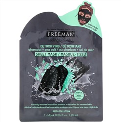 Freeman Beauty, Feeling Beautiful, детоксифицирующая тканевая маска, уголь + морская соль, 1 шт.