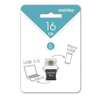 Флэш накопитель USB 16 Гб Smart Buy OTG Poko (black)