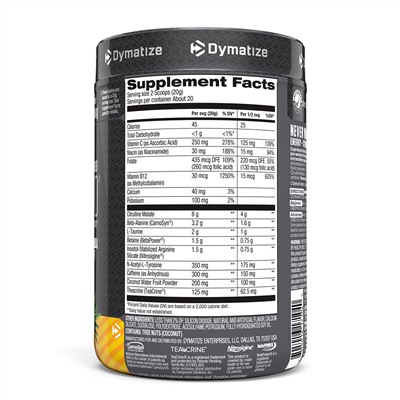 Dymatize Nutrition, Perfectly Engineered Pre WO, предтренировочная добавка, ананас и апельсин, 400 г (14,11 унции)