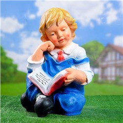 Садовая фигура "Мальчик с книгой" цветной, 30х26х43см