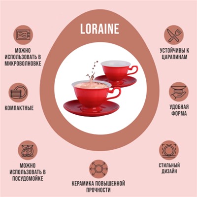 26554-4 Чайный набор 4пр Loraine КРАСНЫЙ LR (х18)