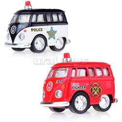 Модель Little Van (Police/ Firefighter) мет., инерц. (в пакете)