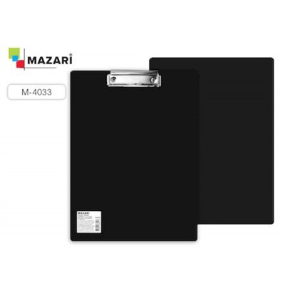 Планшет (доска с зажимом) А4 пластиковый, 1.5 мм, черный M-4033 Mazari