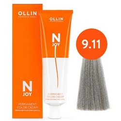 OLLIN "N-JOY" 9/11 - блондин интенсивно-пепельный, перманентная крем-краска для волос 100мл