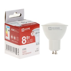 УЦЕНКА Лампа светодиодная IN HOME LED-JCDRC-VC, 8 Вт, 230 В, GU10, 4000 К, 720 Лм