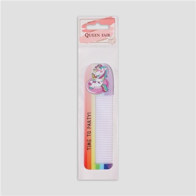 Расчёска «ЕДИНОРОГ ПАТИ», с ручкой, фигурная, 14,7 × 3,7, разноцветная