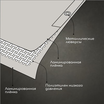 Тент защитный, 3 × 2 м, плотность 60 г/м², УФ, люверсы шаг 1 м, тарпаулин, серый