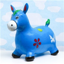 Игрушка - прыгун детская "Музыкальная Лошадка" резиновая надувная, 50х30см, синяя
