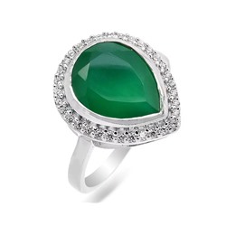Кольцо из серебра зеленый агат, Рэйманд