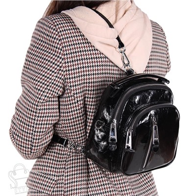 Рюкзак женский кожаный 18146-1 black Polina&Eiterou