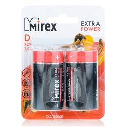Батарея солевая Mirex R20/D 1,5V, 2 шт, ecopack