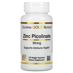 California Gold Nutrition, Пиколинат цинка, 50 мг, 120 растительных капсул