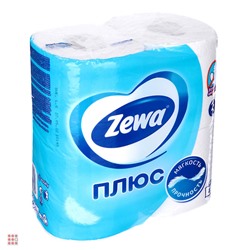 Туалетная бумага ZEWA Плюс, белая, 2 слоя, 4 рулона