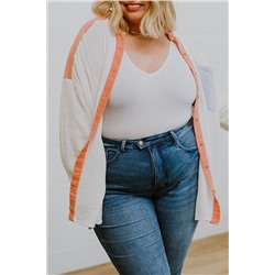 White Crinkle Colorblock Chest Pocket Plus Size Shirt