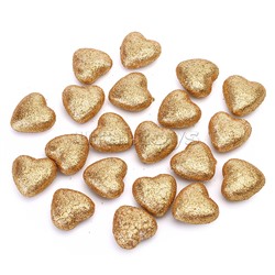 Заготовка для декорирования. Сердце Glitter" из пенополистирола, 30 мм, 20 шт, цвет золотой, в пластиковом пакете с подвесом