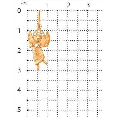 Подвеска из золочёного серебра с фианитами - Ангел 925 пробы 3-215з