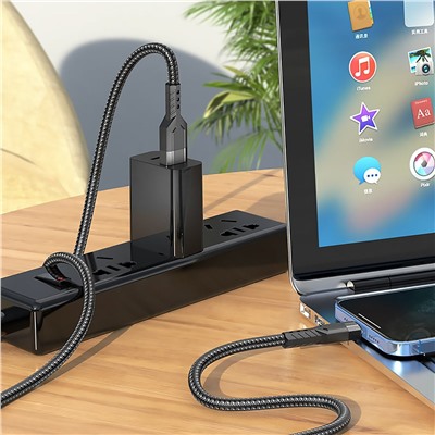 Кабель USB - Apple lightning Hoco U110 (повр. уп.)  120см 2,4A  (black)