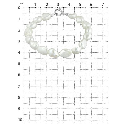 Браслет из серебра с бусинами культ. речного жемчуга родированный 925 пробы БББ1-1759