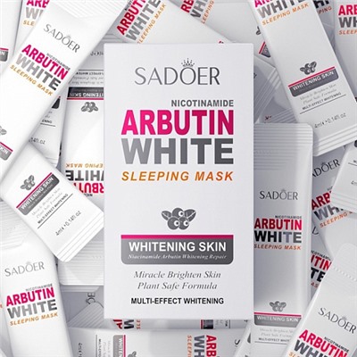 Осветляющая ночная маска для лица с арбутином Sadoer Nicotinamide Arbutin White Sleeping Mask 20 x 4мл
