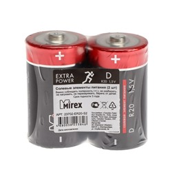 Батарейка солевая Mirex, D, R20-2S, 1.5В, спайка, 2 шт.