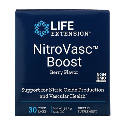 Life Extension, NitroVasc Boost, ягодный вкус, 30 пакетиков