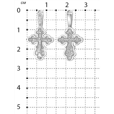 Крест из серебра родированный - 2,6 см 925 пробы 3-532р