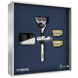 Набор подарочный Джиллетт(ʤɪˈlet) Fusion-5 ProShield Premium 3 предмета (Бритва +3 сменные кассеты +Подставка) в коробке (ОГРАНИЧЕННАЯ СЕРИЯ)