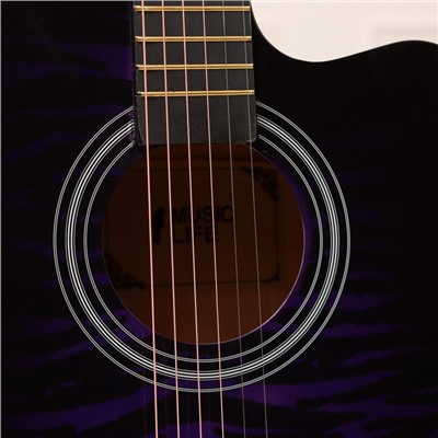 Акустическая гитара Music Life QD-H40Q-hw, фиолетовая