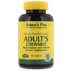Nature's Plus, жевательные мультивитамины и минералы для взрослых, натуральный вкус ананаса, 90 таблеток