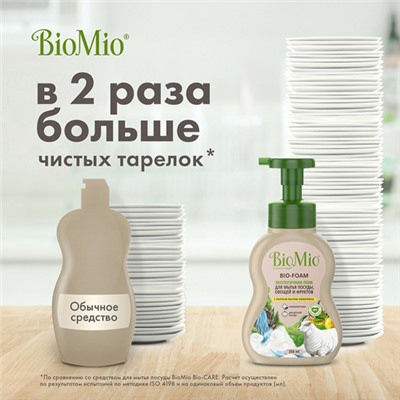 Пена для мытья посуды экологичная "BIO-FOAM", с эфирным маслом лемонграсса BioMio, 350 мл
