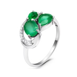 Кольцо из серебра зеленый агат, Эстет