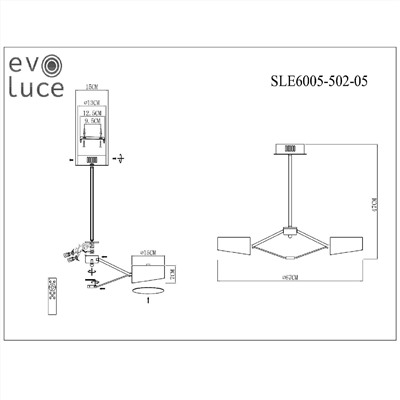 SLE6005-502-05 Светильник потолочный Белый, Хром/Белый LED 5*10W