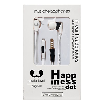 Проводные наушники внутриканальные Music Level ML-500 (повр.уп.) Jack 3,5  (white)