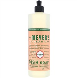Mrs. Meyers Clean Day, Жидкость для мытья посуды, аромат герани, 473 мл (16 жидк. унций)