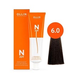 OLLIN "N-JOY" 6/0 – темно-русый, перманентная крем-краска для волос 100мл