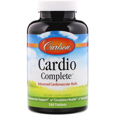 Carlson Labs, Cardio Complete, улучшанные мультивитамины для здоровья сердечно-сосудистой системы, 180 таблеток