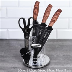 Нож кухонный 6 предметов / LK-019 /уп 9/ на подставке