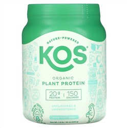KOS, Organic Plant Protein, Unflavored & Unsweetened, 1.5 lb (680 g)
