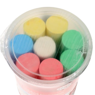 Мелки для асфальта Гамма "Мультики" цветные, 8 штук, круглые, в пластиковом ведре