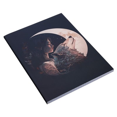 Ежедневник недатированный на склейке А5 80 листов, мягкая обложка "Девочка и волк"