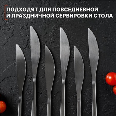 Ножи столовые из нержавеющей стали Доляна Sentiment, длина 23 см, 6 шт, цвет серебряный
